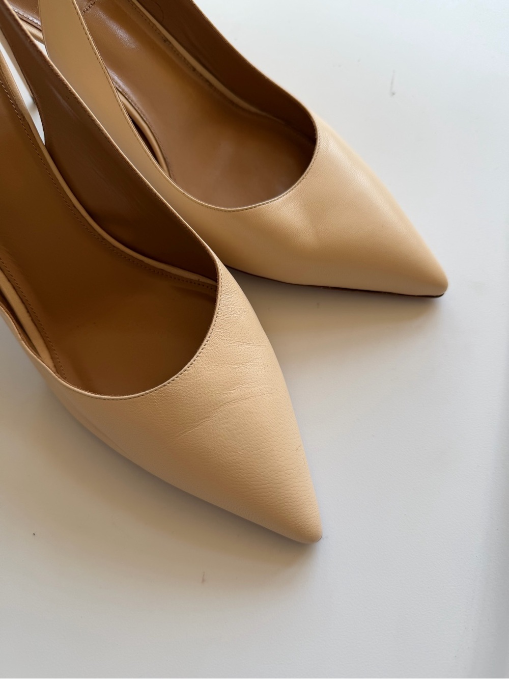 Aquazzura NWOB Women's Cream Nude Leather Slingback Pump Heel Size 41 or 10.5 - Picture 5 of 11